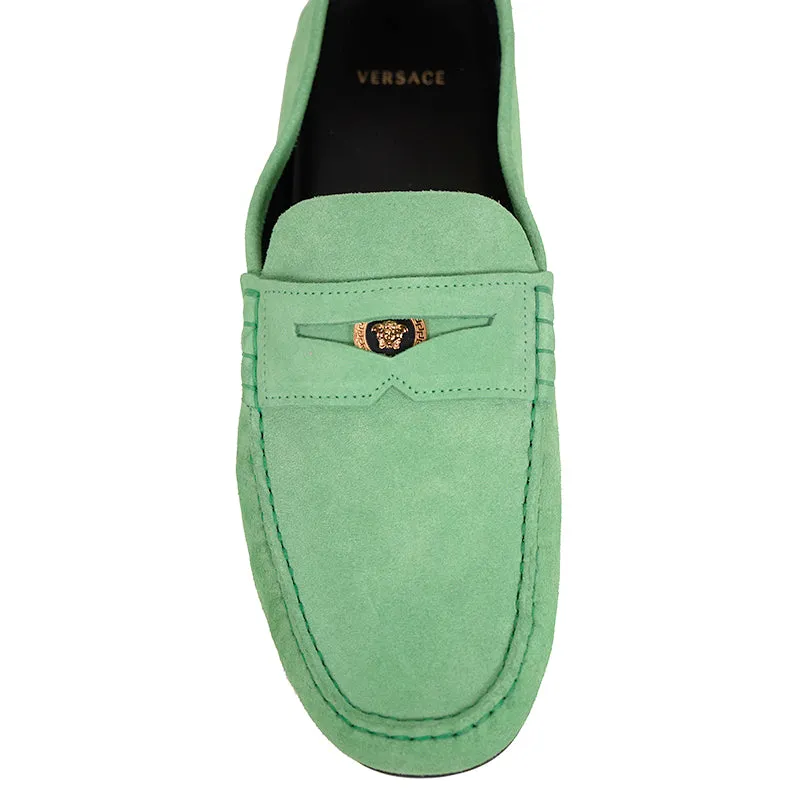 45 US 12 NEW $750 VERSACE Mens Mint MEDUSA Leather Slip On DRIVING PENNY LOAFERS