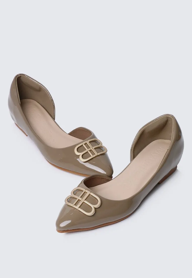 Amina Comfy Ballerina In Taupe