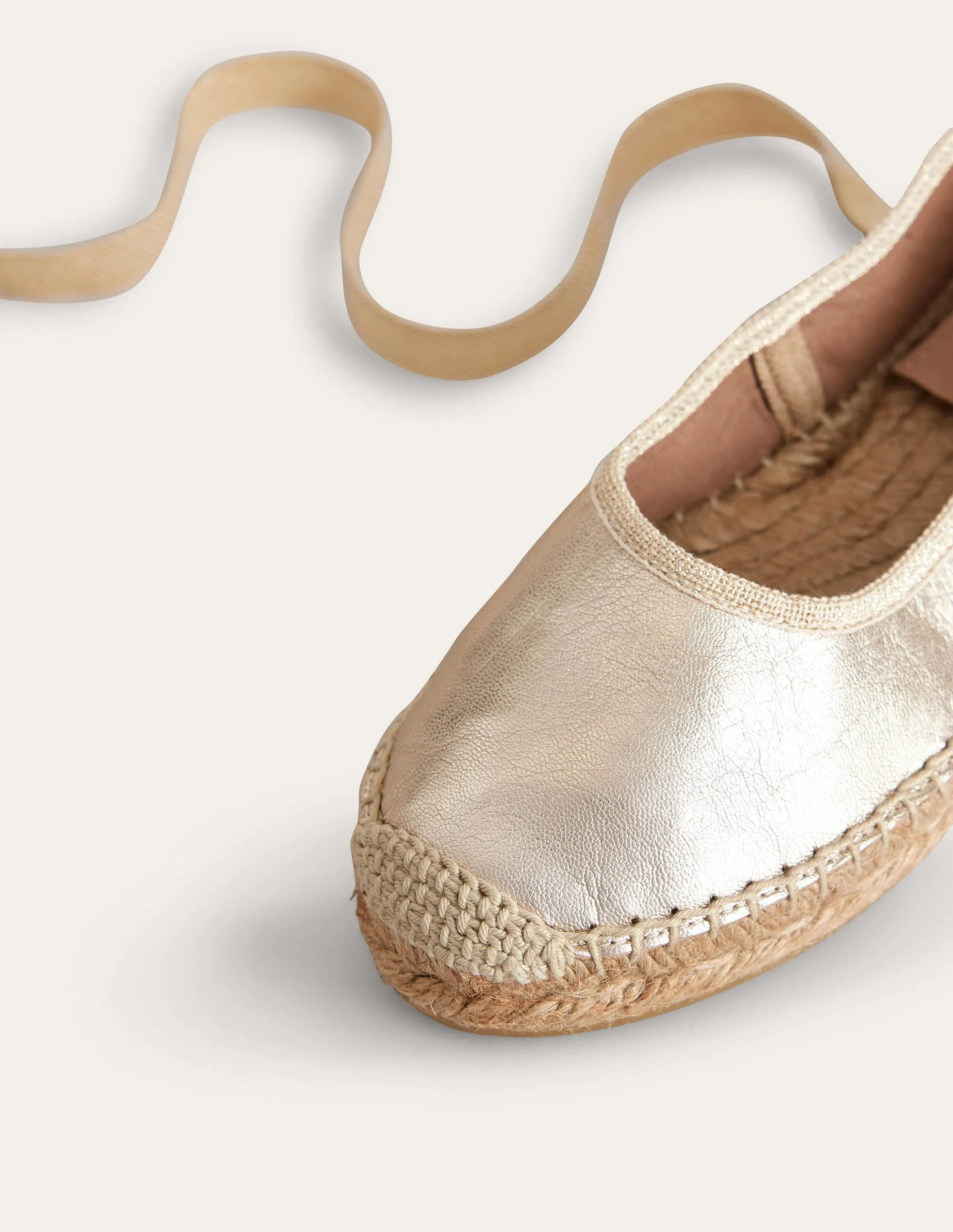 Ankle Tie Espadrilles-Gold Foil