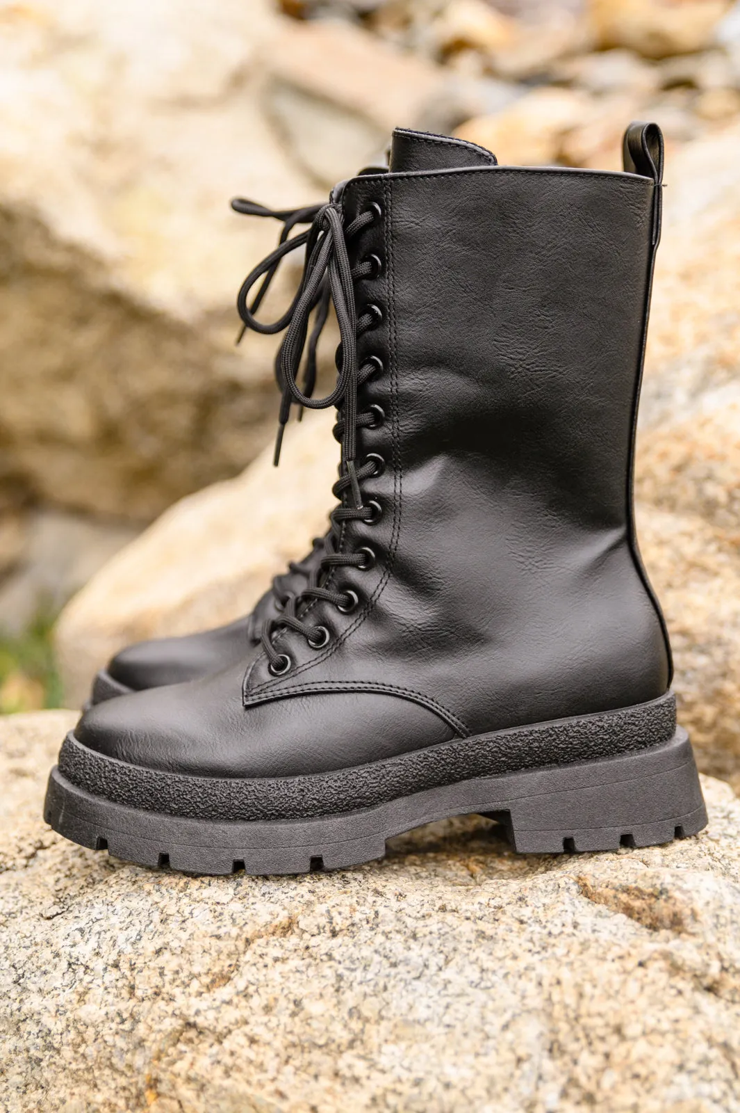 Ash Combat Boots In Black