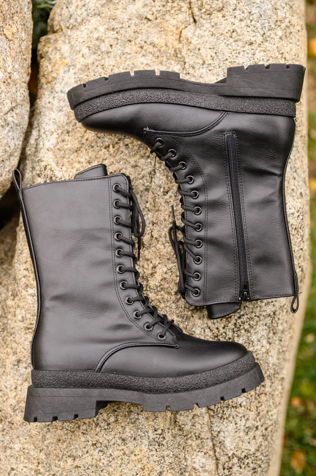 Ash Combat Boots In Black