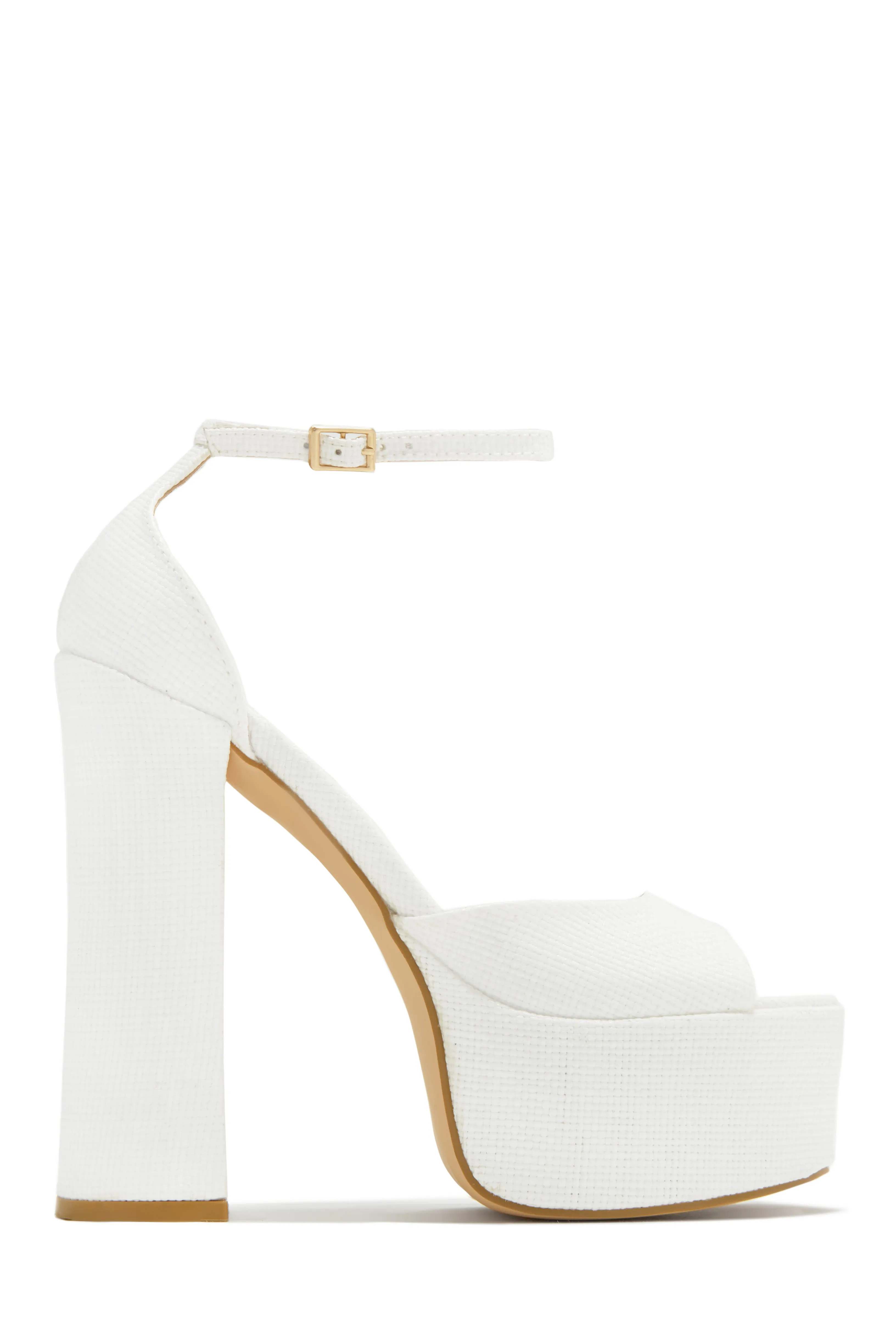 Baecation Platform Block High Heels - White