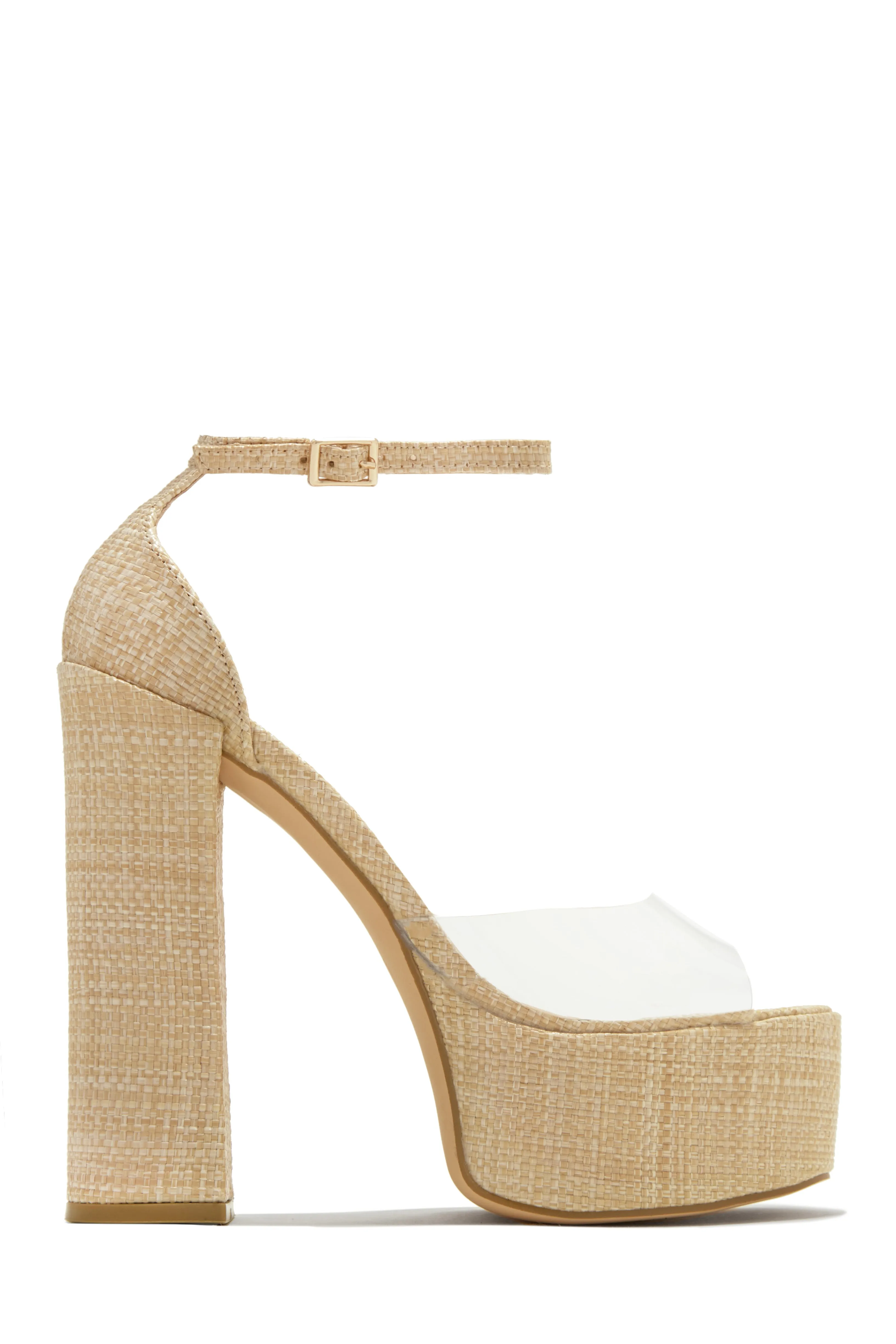 Baecation Platform Block High Heels - White