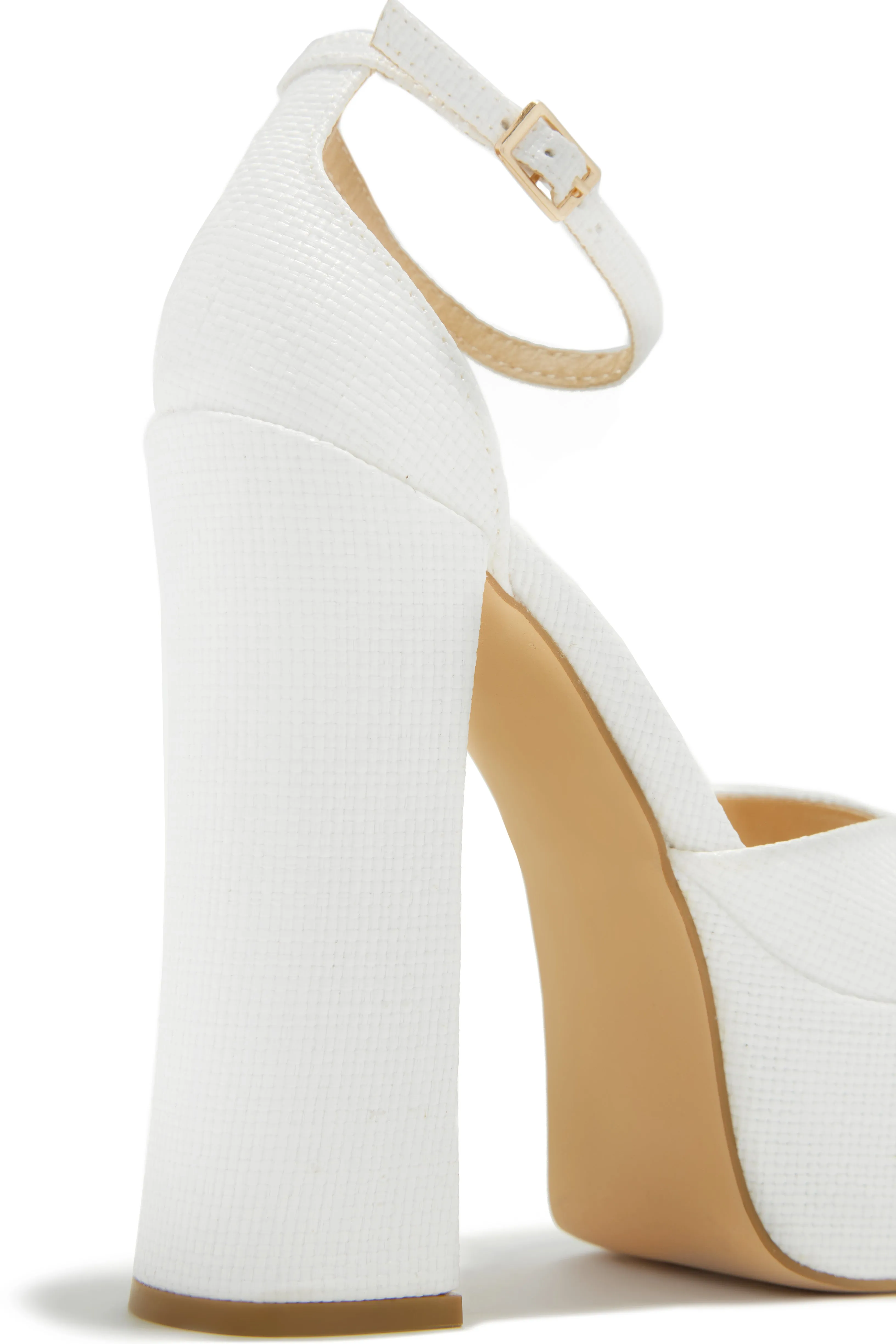 Baecation Platform Block High Heels - White