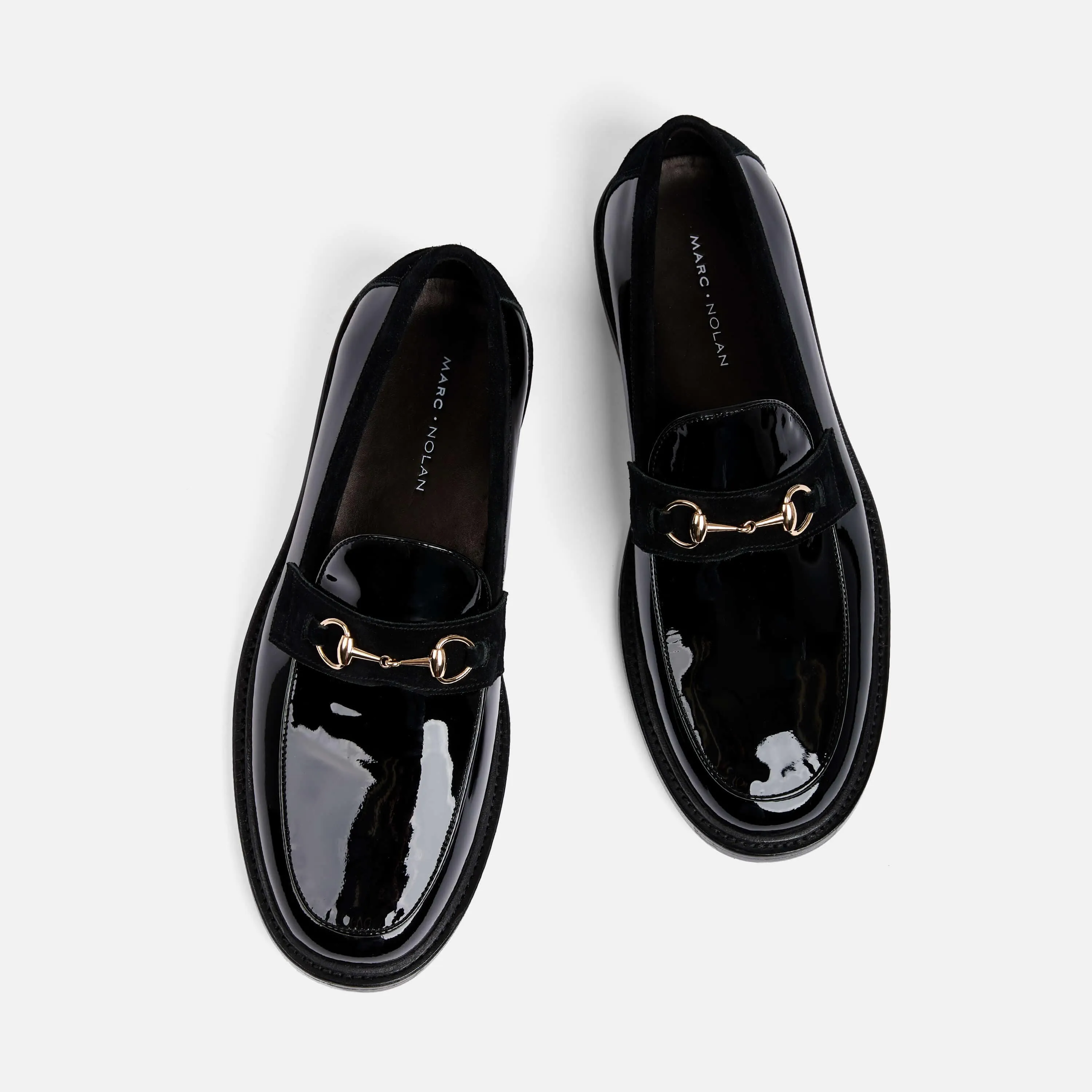 Boardwalk Black Patent Leather Horse-Bit Loafers