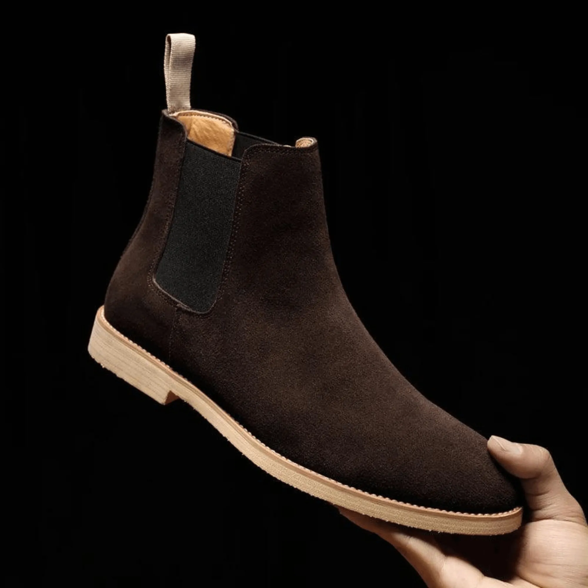 British Style Genuine Men's Suede Chelsea Boots Men's Business Dress Shoes Fashion Warm Winter Men Riding Boots