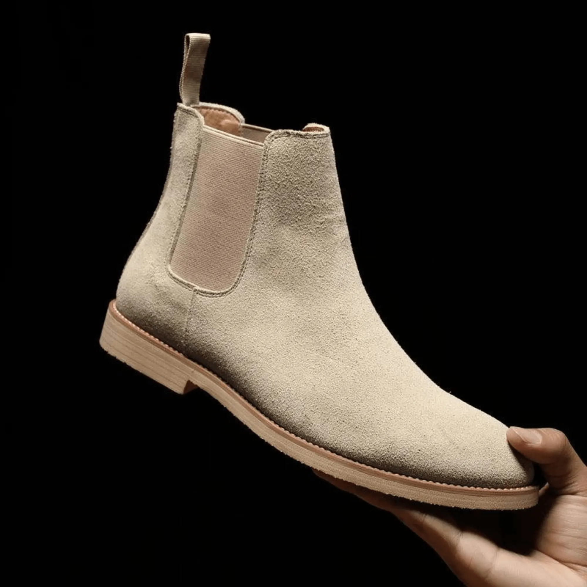 British Style Genuine Men's Suede Chelsea Boots Men's Business Dress Shoes Fashion Warm Winter Men Riding Boots