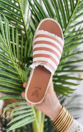 Camel Stripe Espadrille Sandals - Final Sale