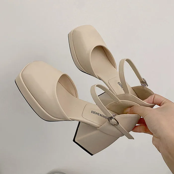 Coffee Cream Platform Heels