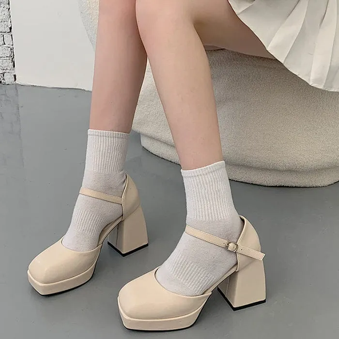 Coffee Cream Platform Heels