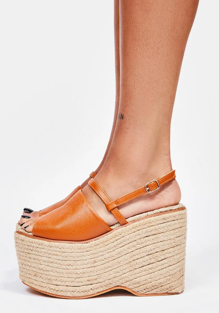 Cognac Petrus Platform Sandals