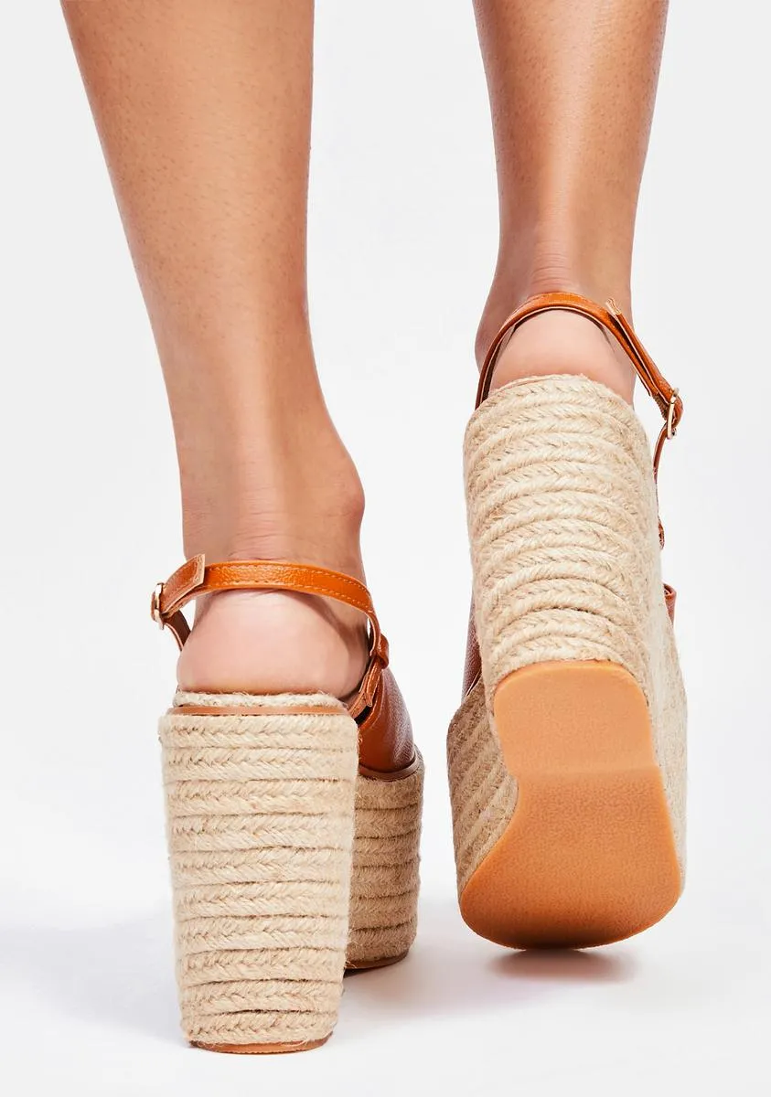 Cognac Petrus Platform Sandals