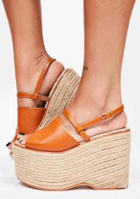 Cognac Petrus Platform Sandals