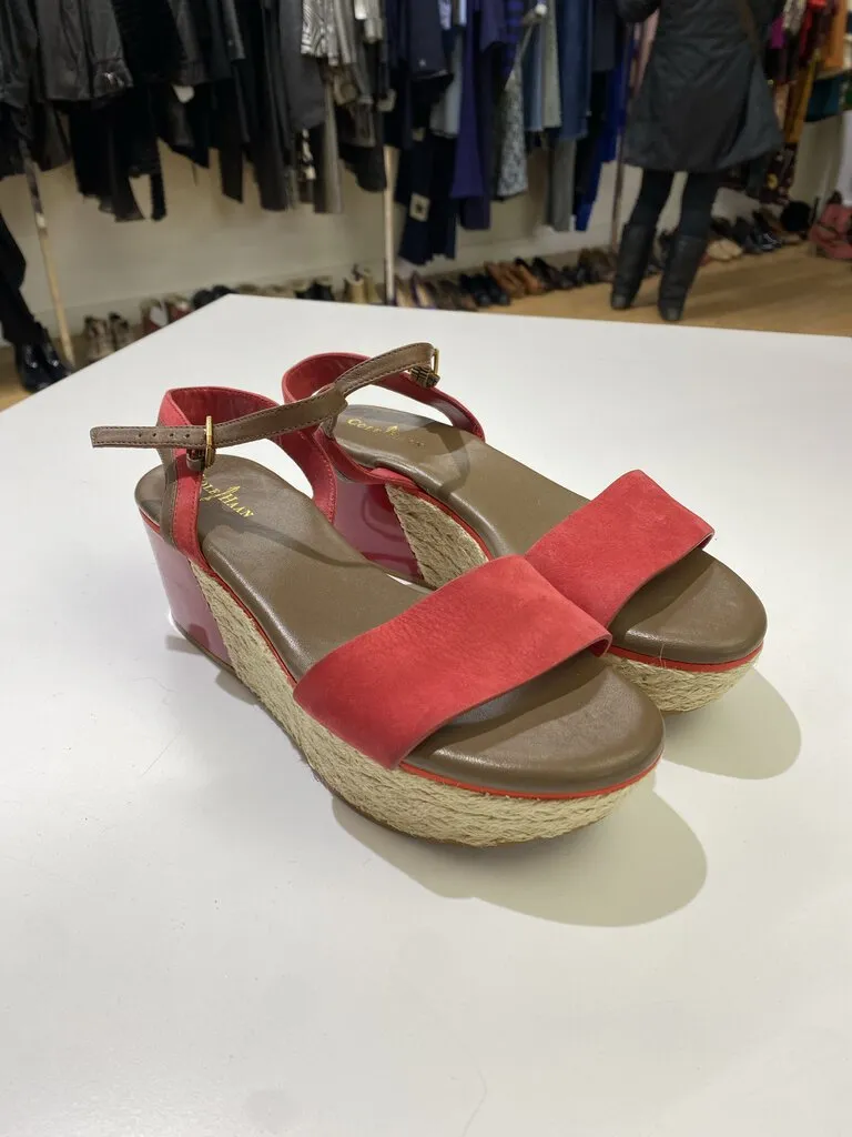 Cole Haan patent/suede espadrille platform sandals 6.5