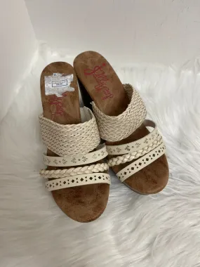 Cream Sandals Heels Wedge Jelly Pop, Size 5.5