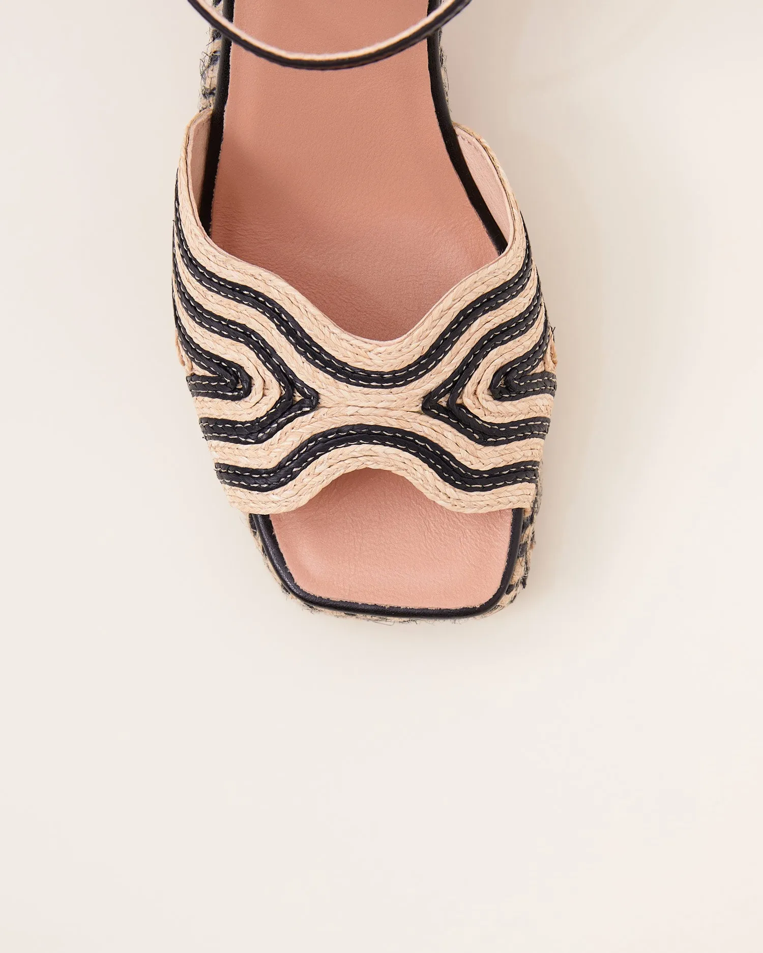 Gaimo - Danae Raffia Espadrille Heels Black/Natural