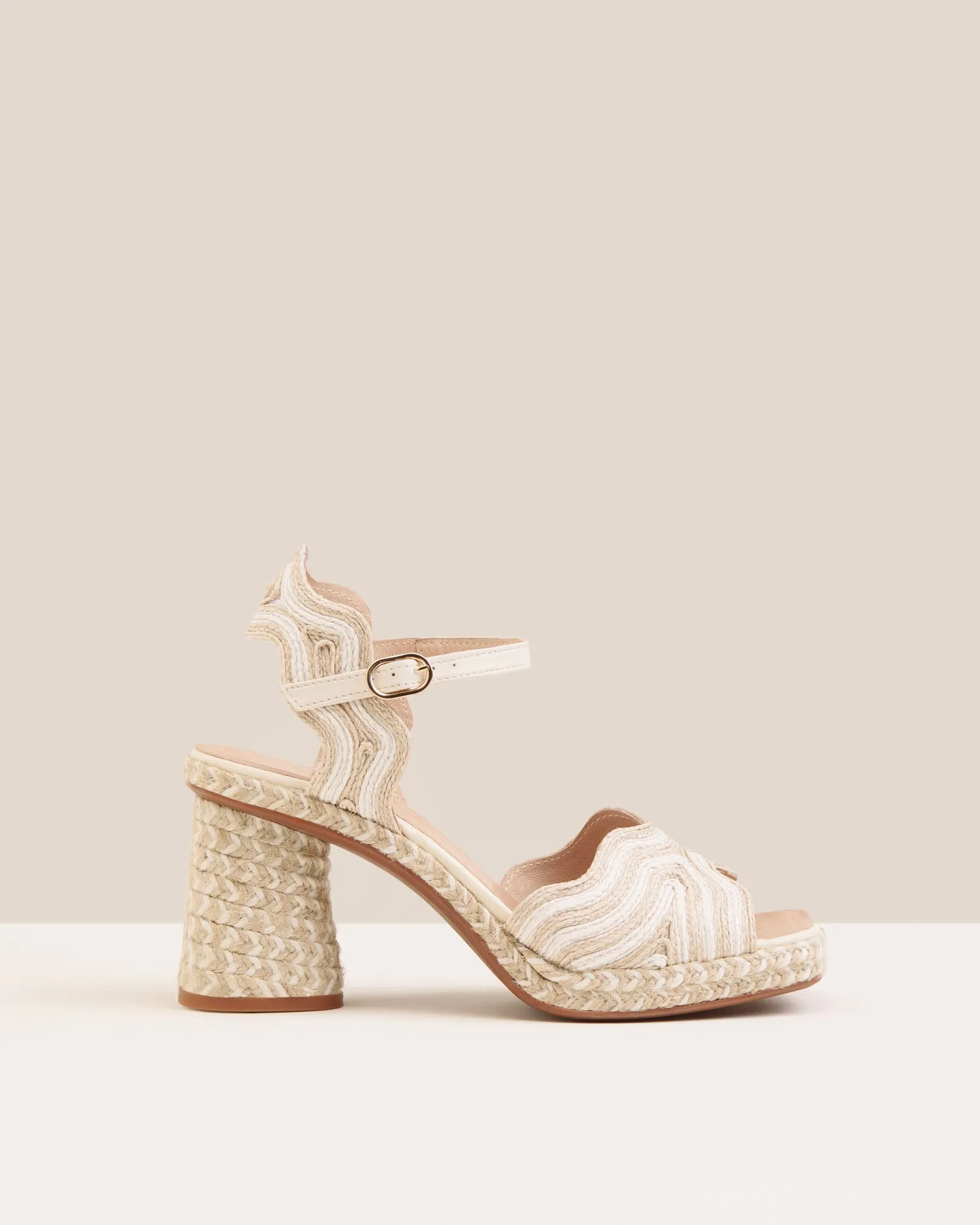 Gaimo - Danae Raffia Espadrille Heels White/Natural