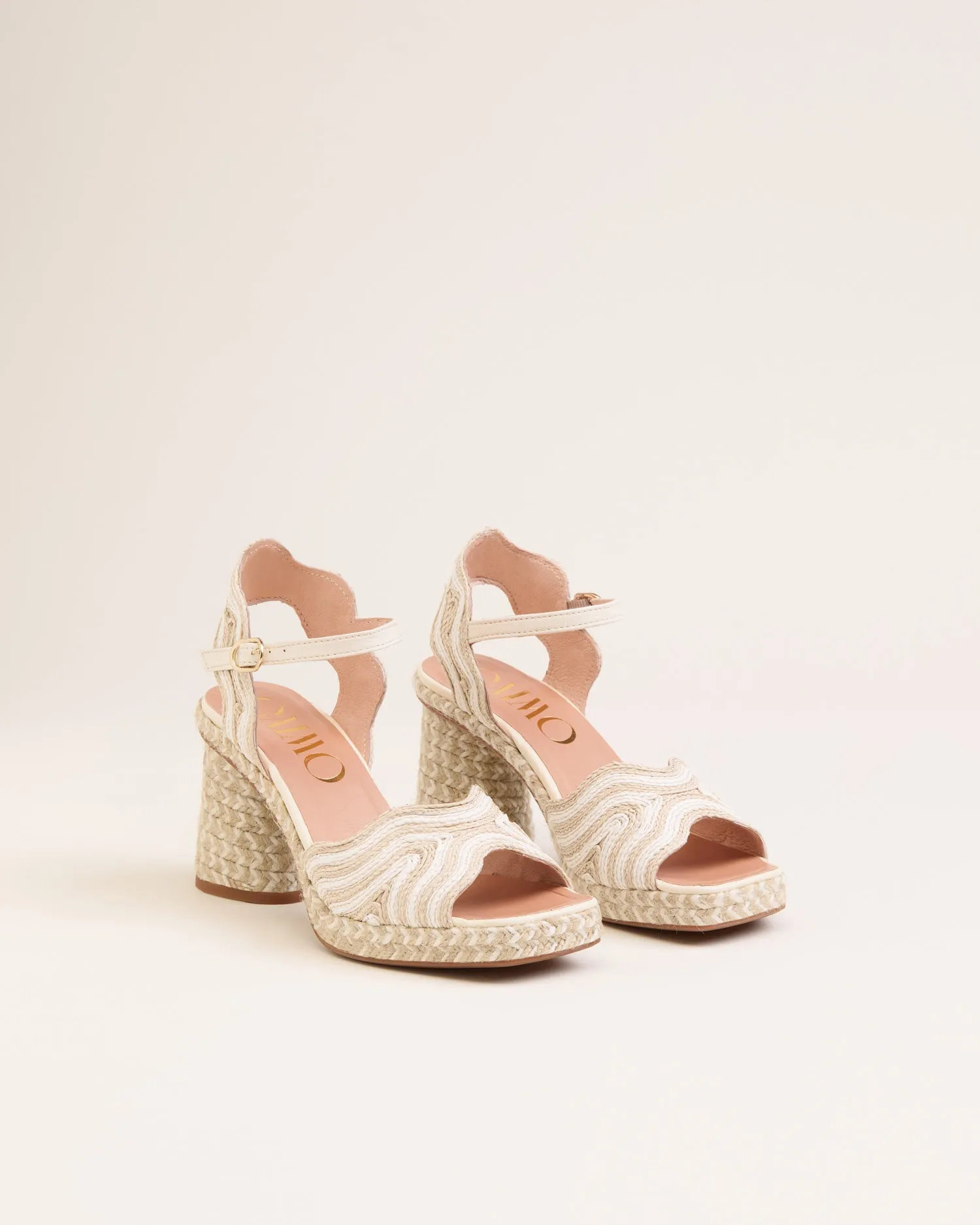 Gaimo - Danae Raffia Espadrille Heels White/Natural