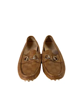 Gucci brown signature GG driving loafers size 38