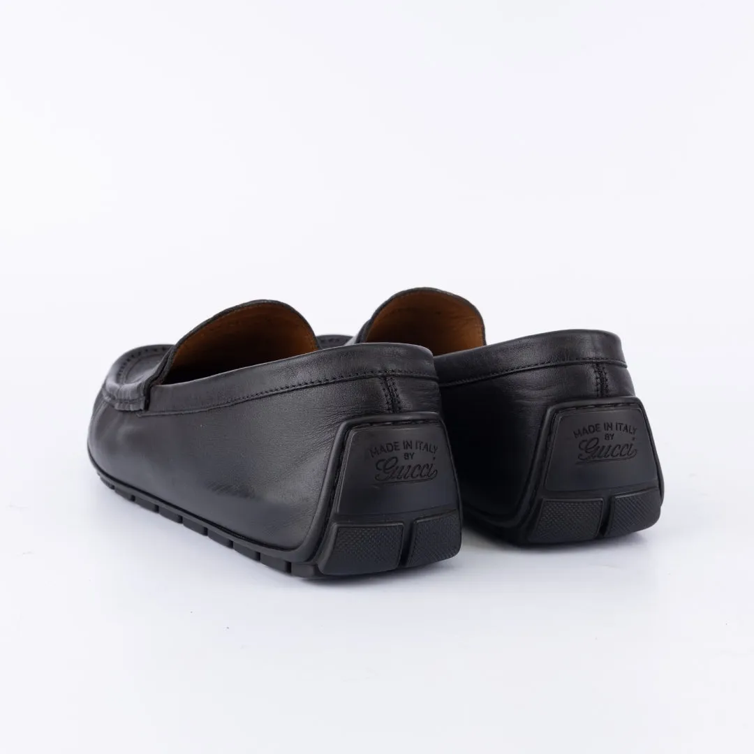 Gucci Guccissima Embossed GG Black Driving Loafers