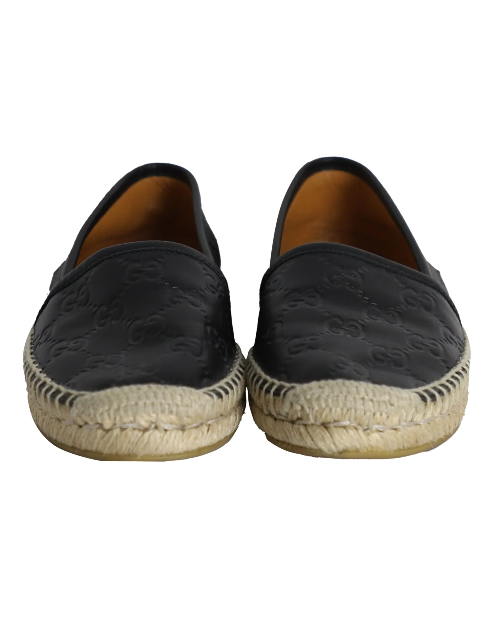 Gucci Guccissima Signature Espadrille Flats in Black Leather