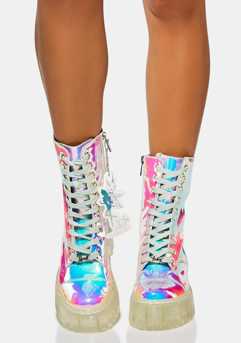 Iridescent Combat Boots