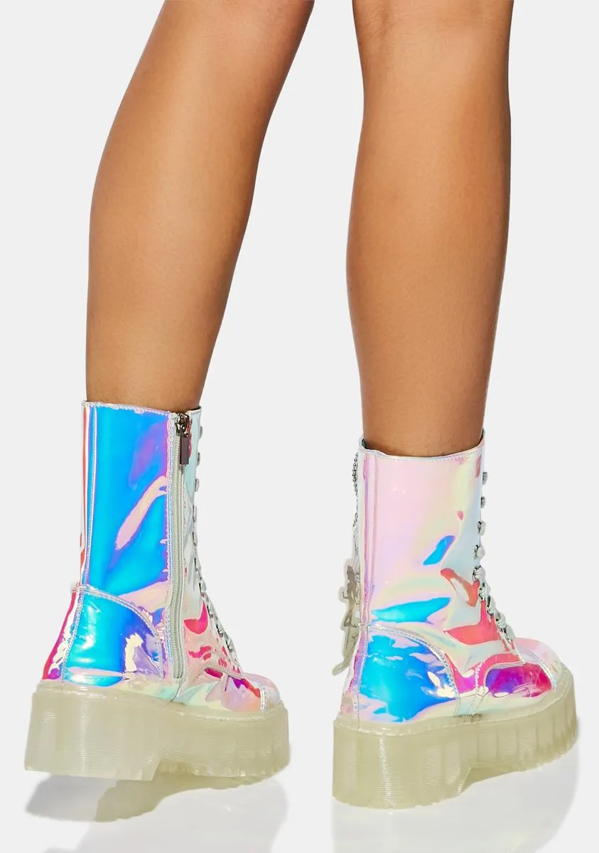 Iridescent Combat Boots