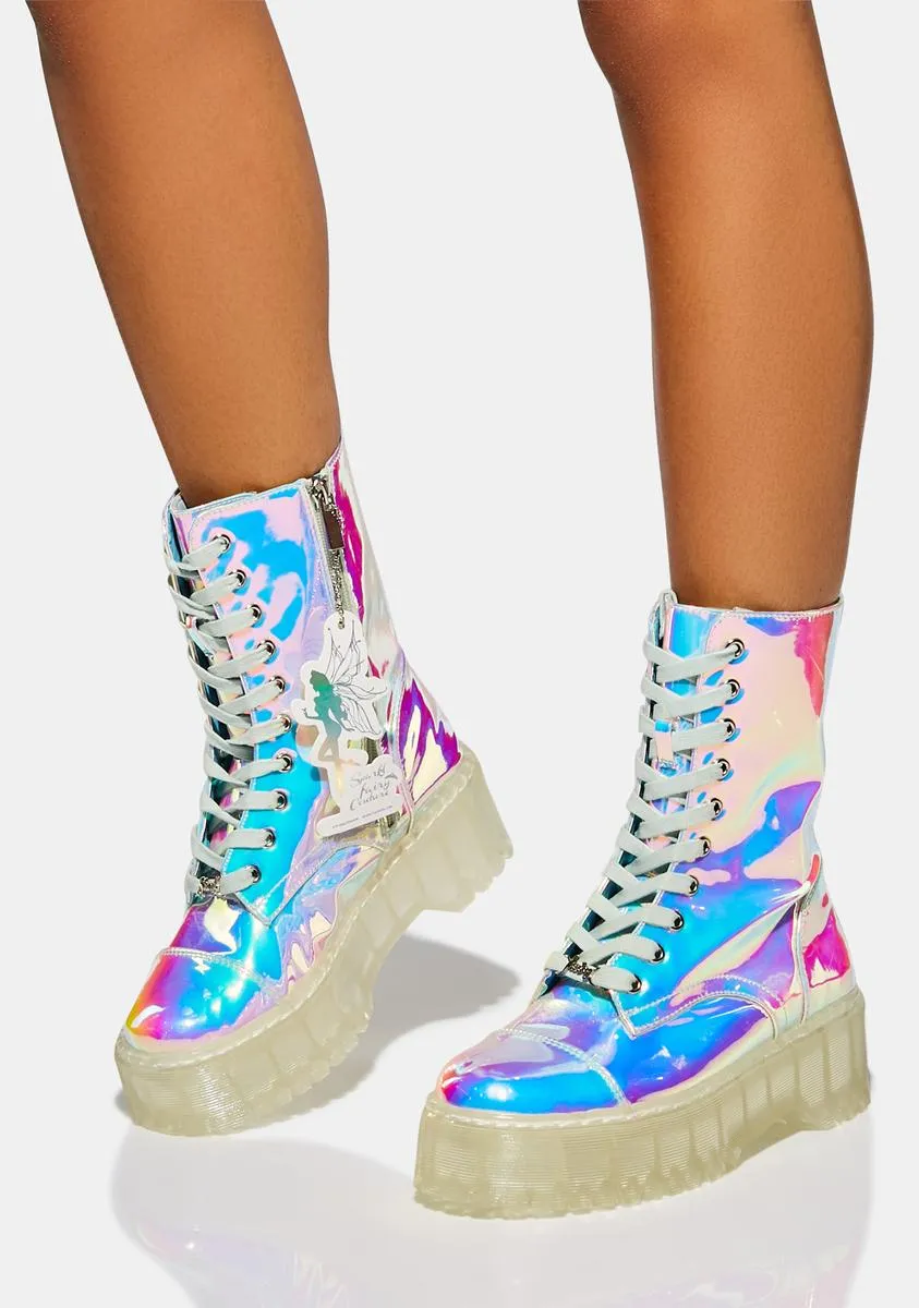 Iridescent Combat Boots