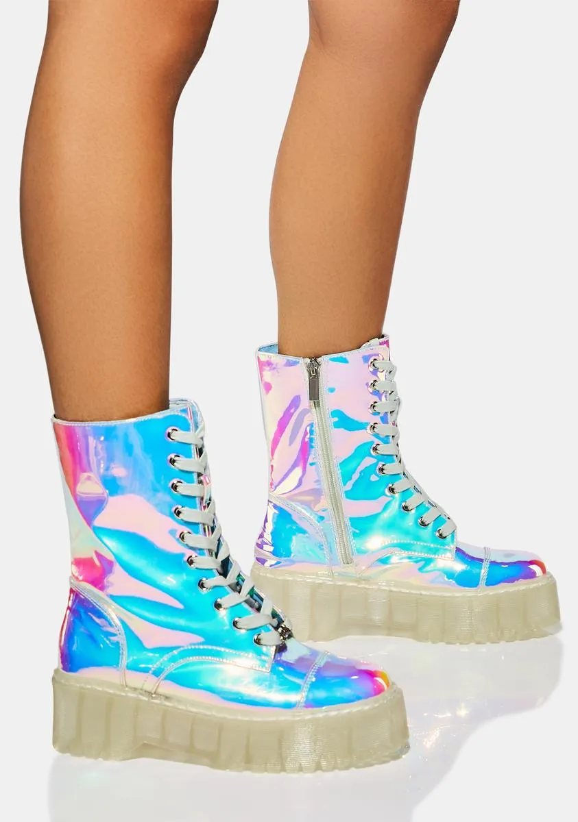 Iridescent Combat Boots