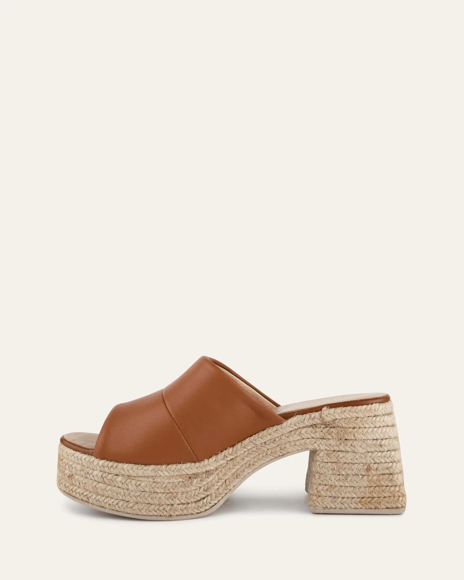 KRISTEN HIGH HEEL ESPADRILLE SANDALS TAN LEATHER