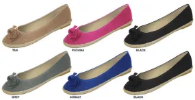 ladies canvas espadrille flats with matching bow Case of 36