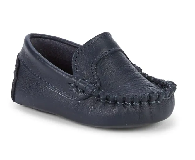 Navy Leather Driving Moccasin