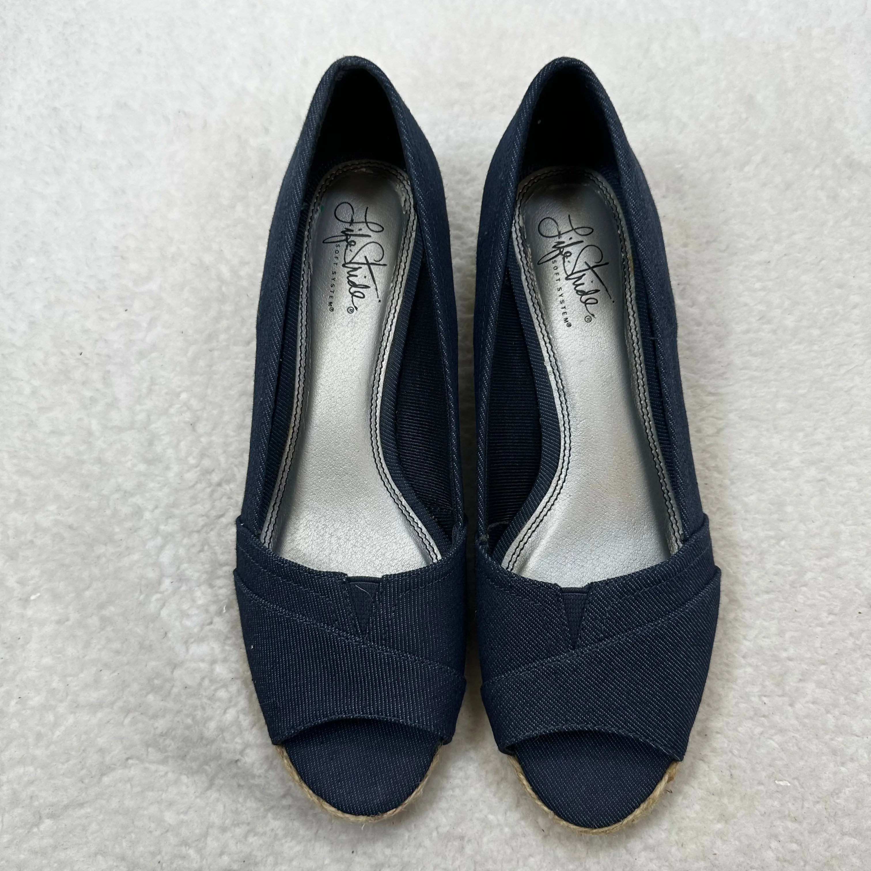 Navy Shoes Flats Espadrille Life Stride, Size 9