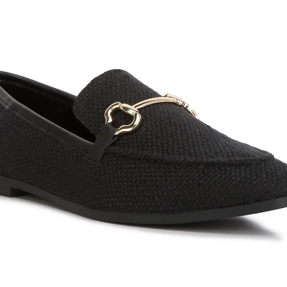 Neoma Horsebit Detail Flat Canvas Loafers