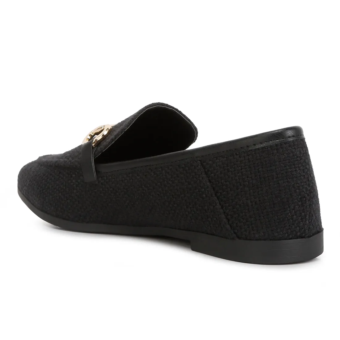 Neoma Horsebit Detail Flat Canvas Loafers