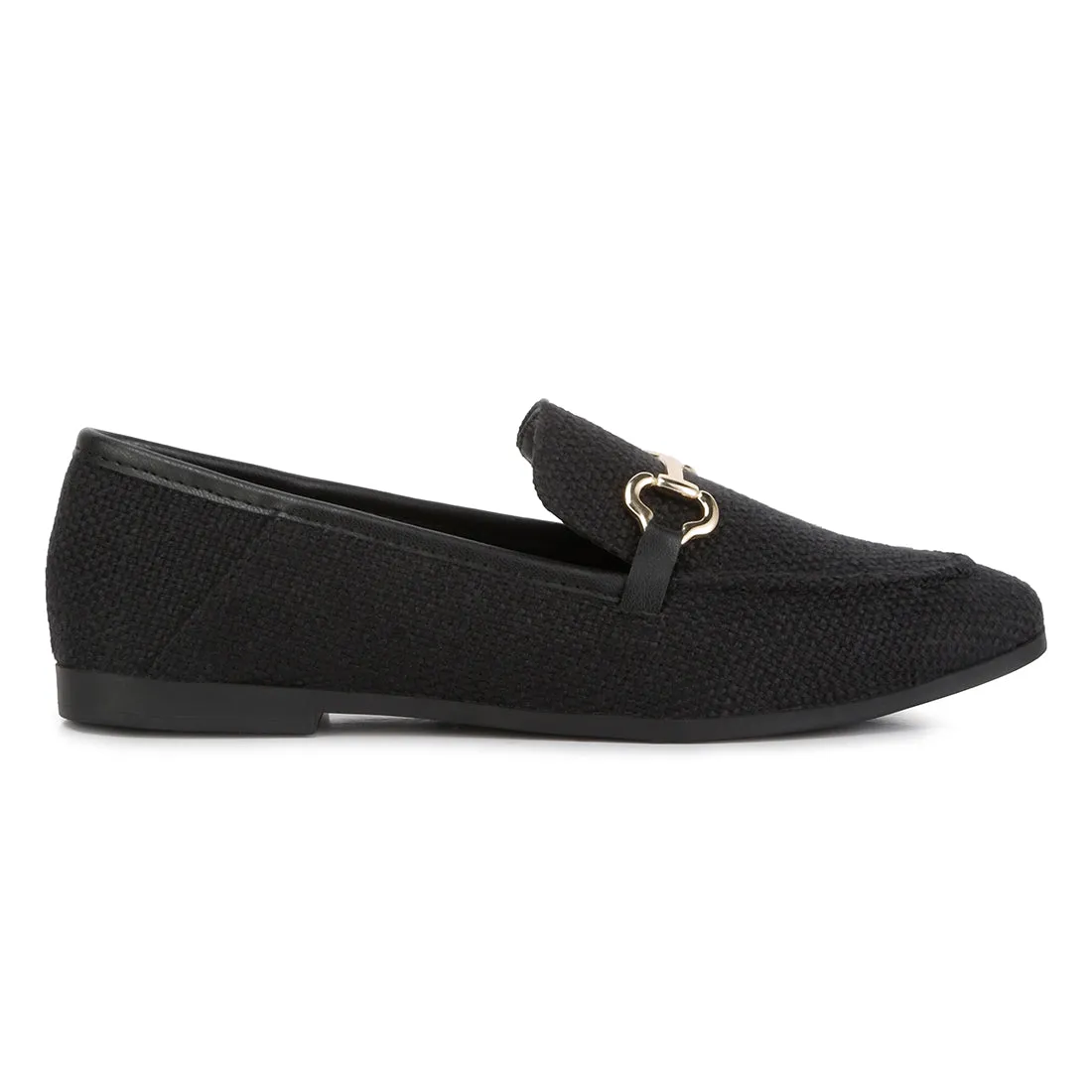 Neoma Horsebit Detail Flat Canvas Loafers