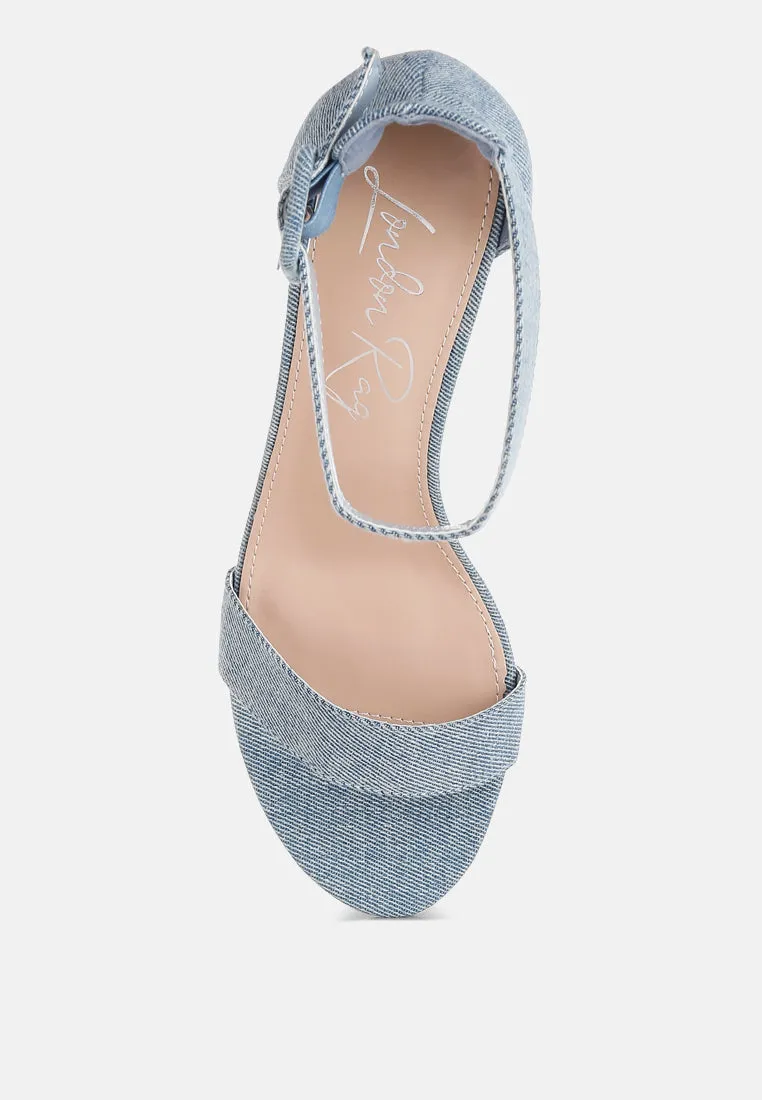 Ozula Denim Kitten Heel Sandals