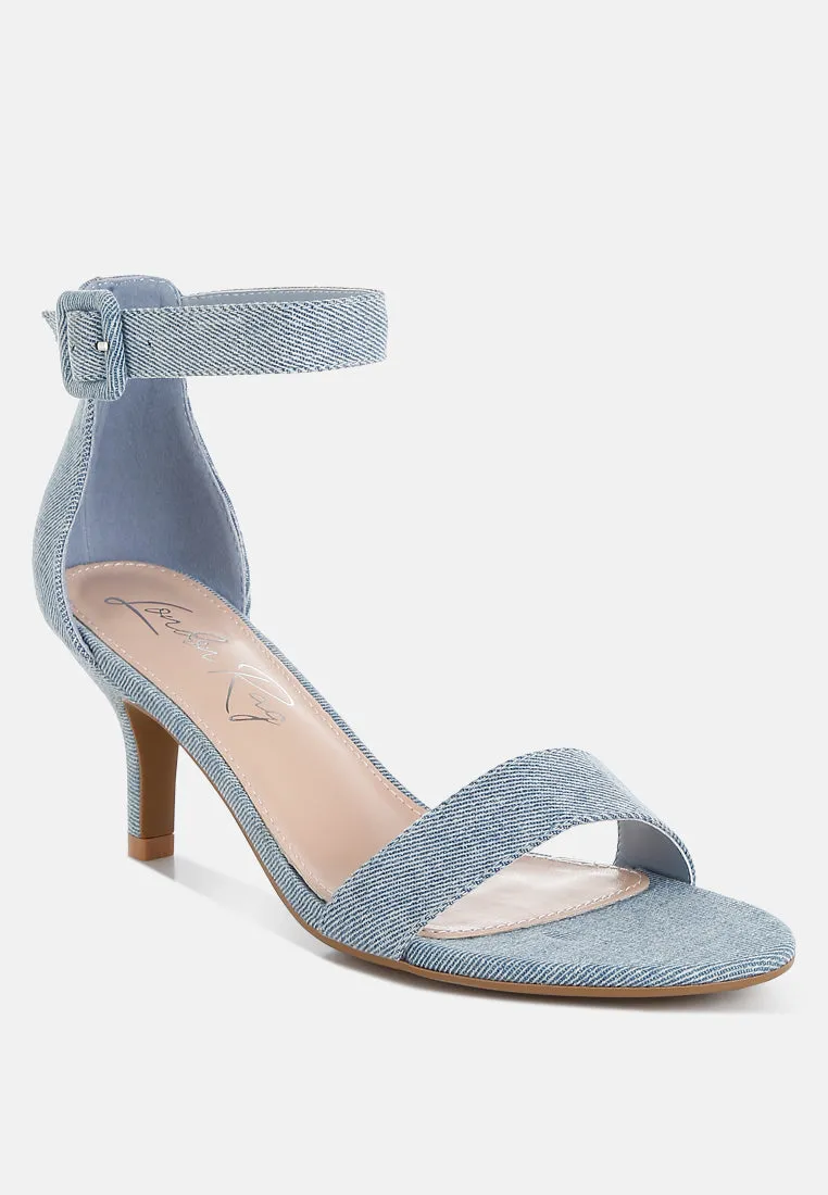 Ozula Denim Kitten Heel Sandals