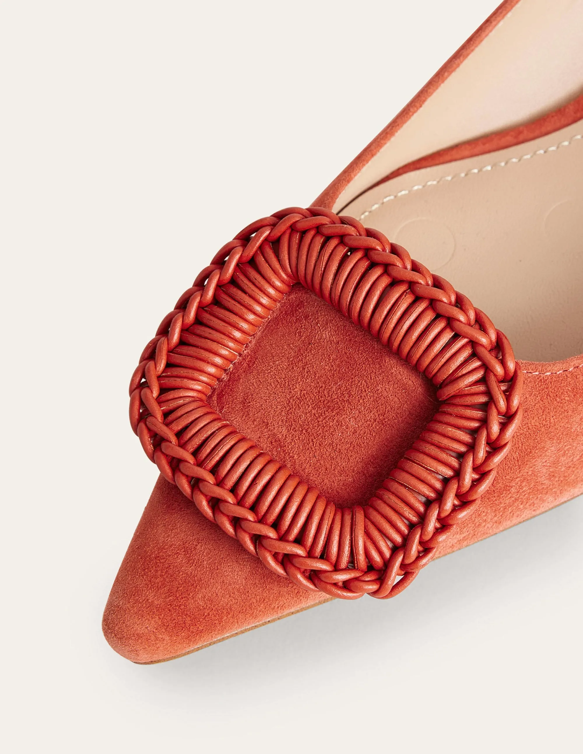 Pointed Ballet Flats-Tomato Suede