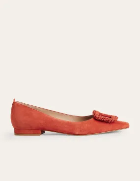 Pointed Ballet Flats-Tomato Suede