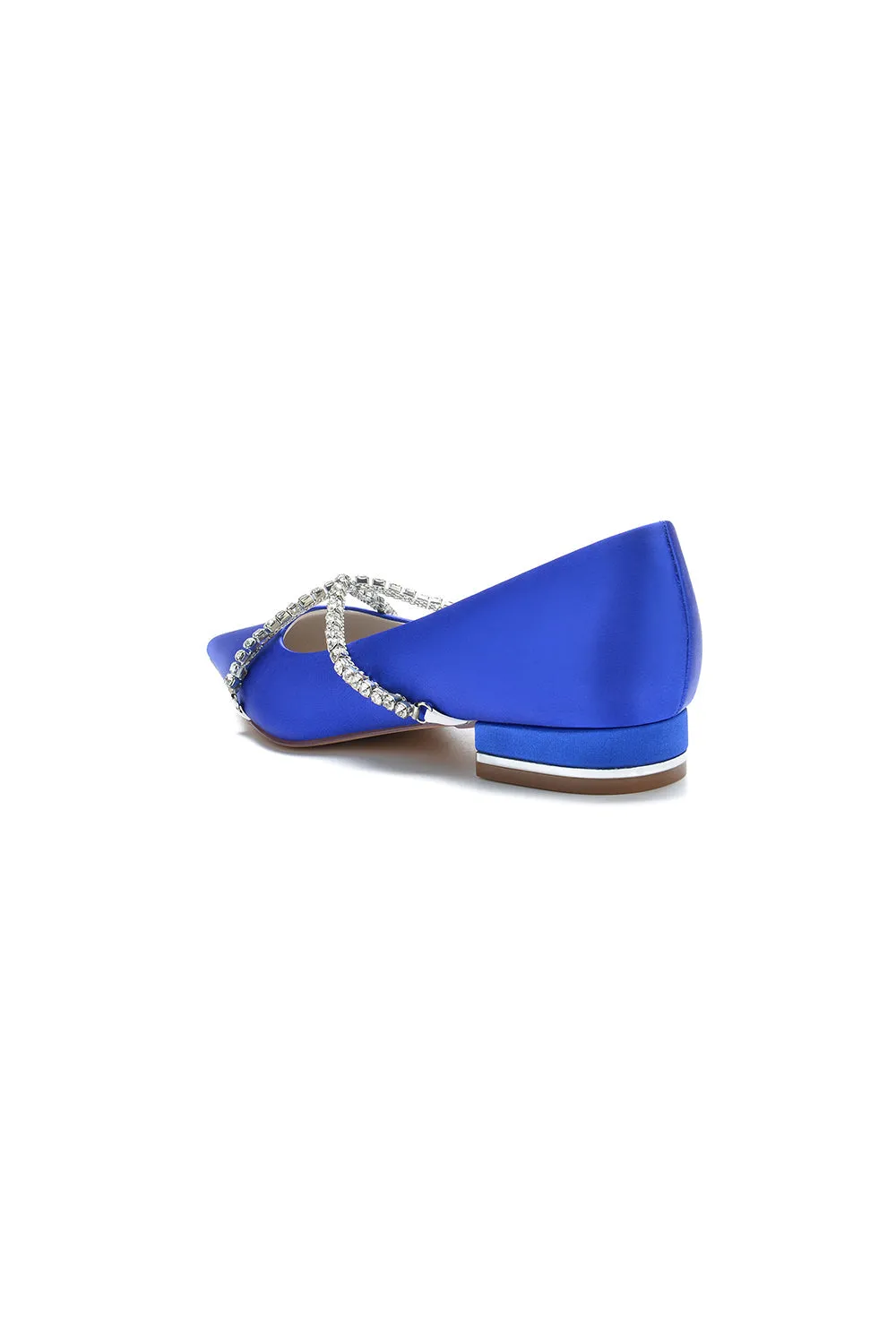 Pointed Toe Rhinestone Strap Kitten Heels