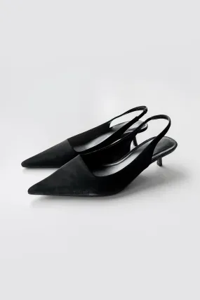 POINTED TOE SLING BACK KITTEN HEEL