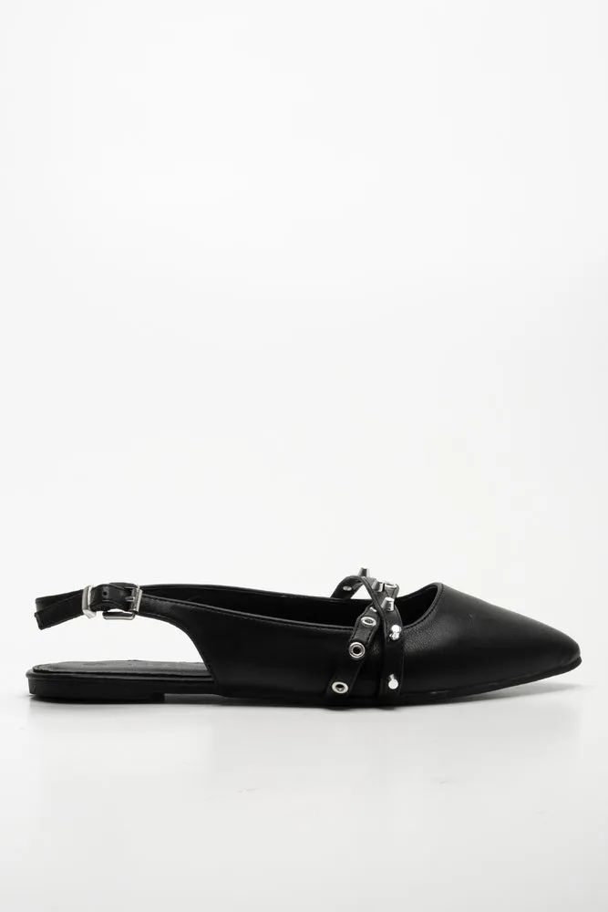 Slingback Pointed Mule Sandal Black