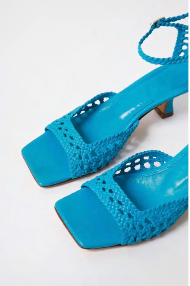 Souliers Martinez - Veronica Sandals: Blue Woven