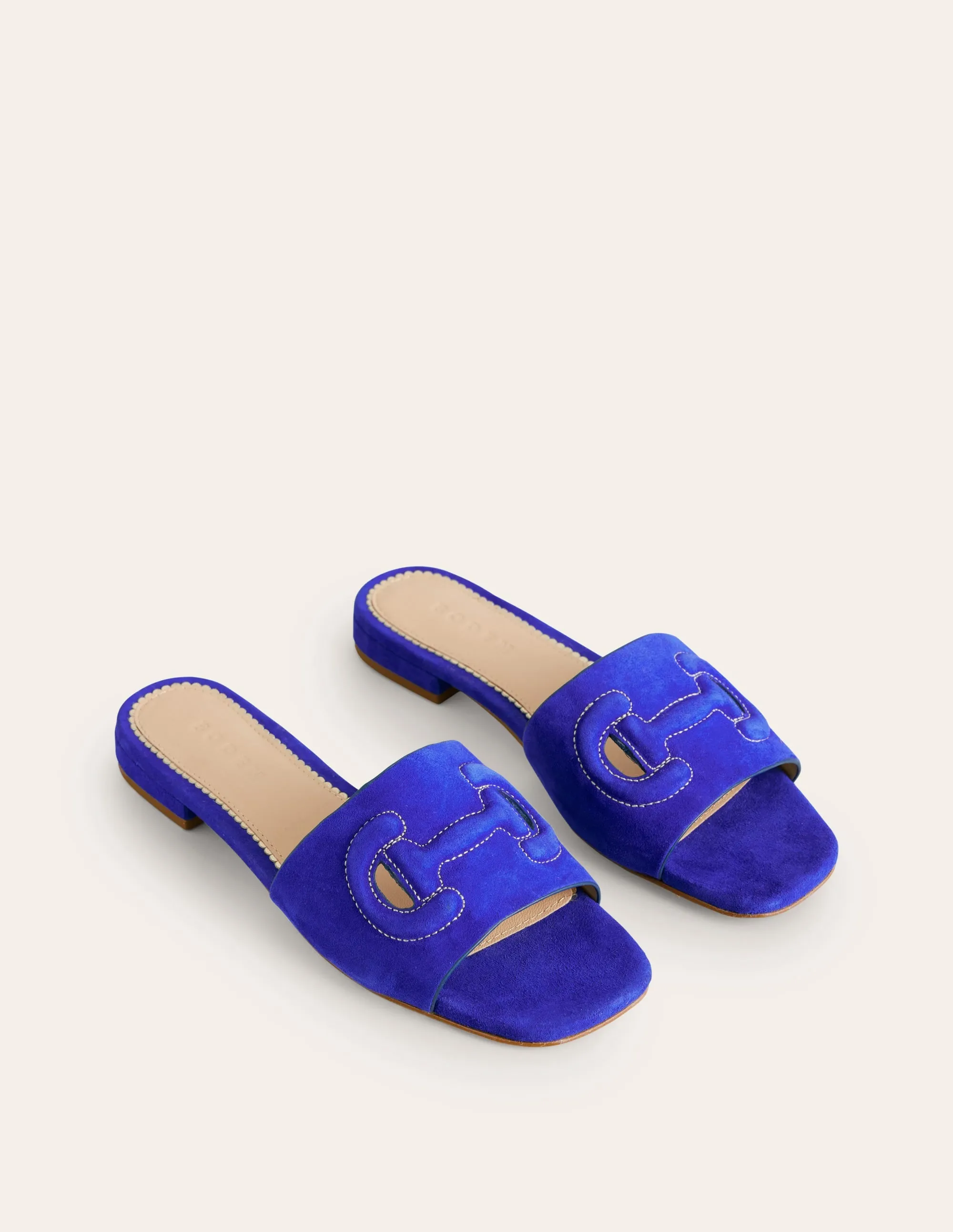 Stitch Cut Out Snaffle Sliders-Bright Blue