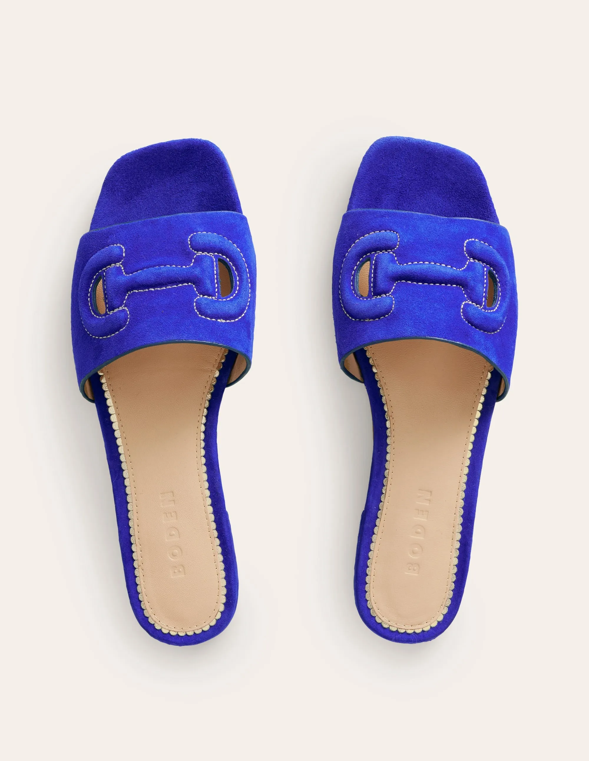 Stitch Cut Out Snaffle Sliders-Bright Blue