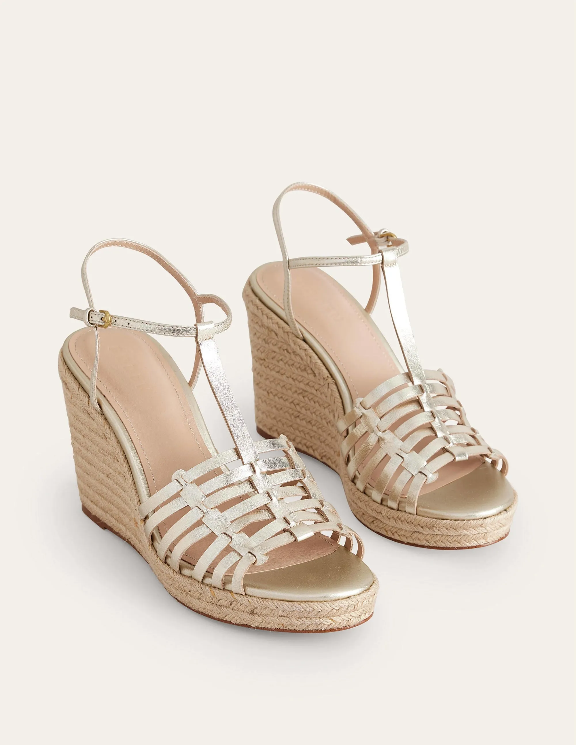 Strappy Espadrille Wedges-Gold