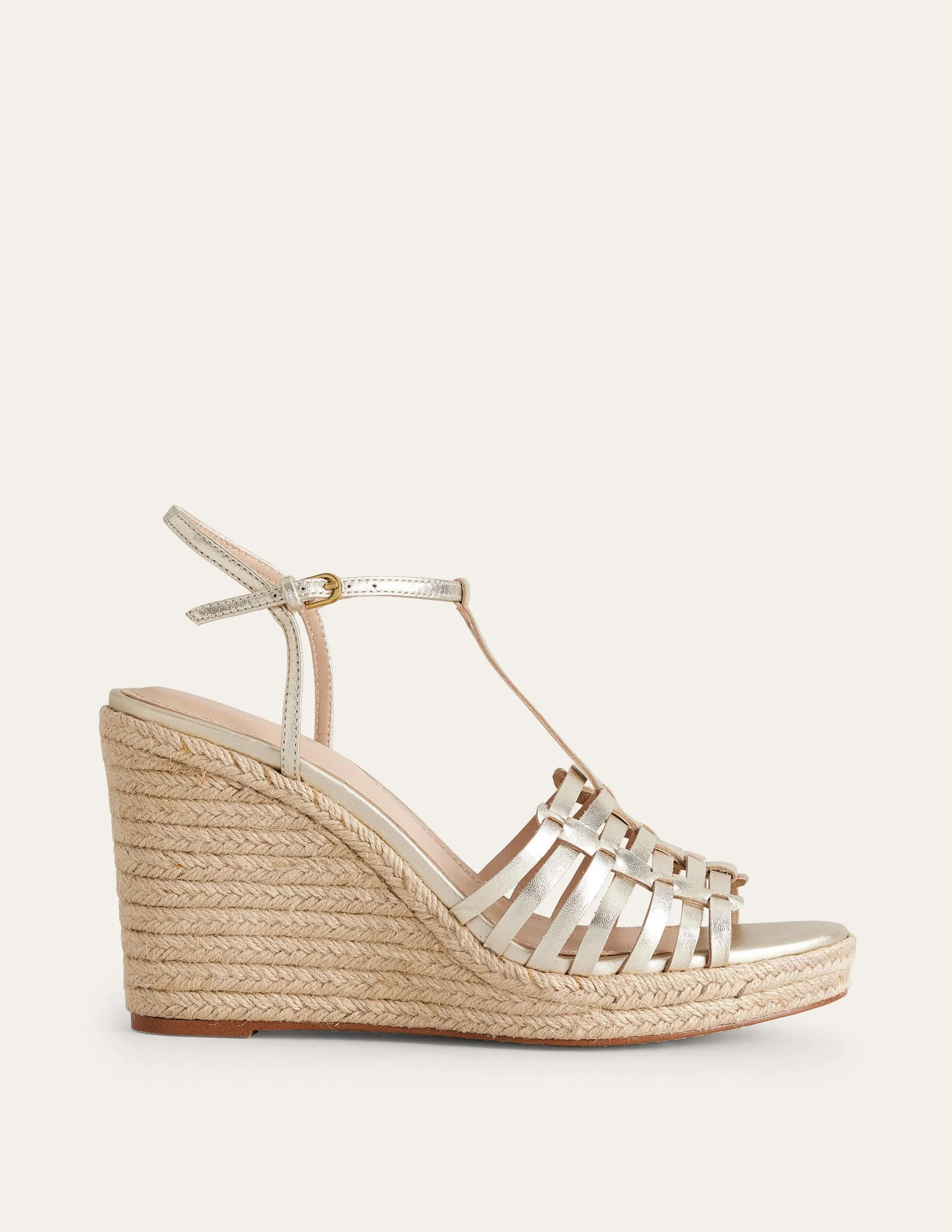 Strappy Espadrille Wedges-Gold