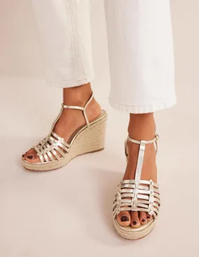 Strappy Espadrille Wedges-Gold