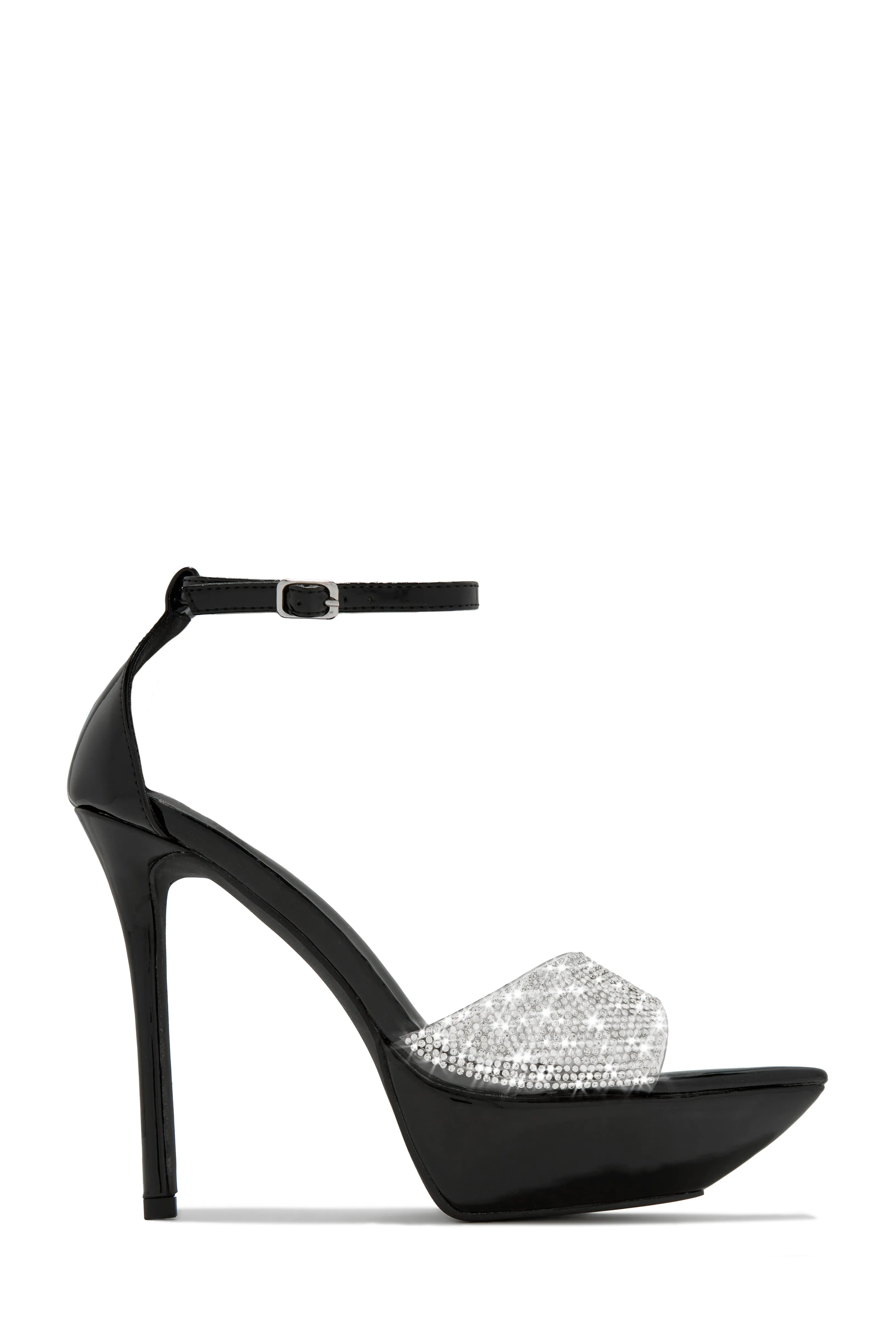 Sweet Fatale Embellished Platform Heels - Black